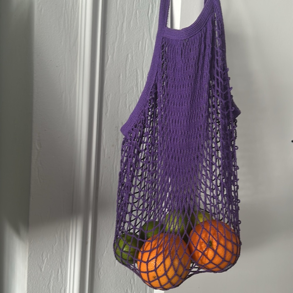Echo chic Purple woven net mesh bag